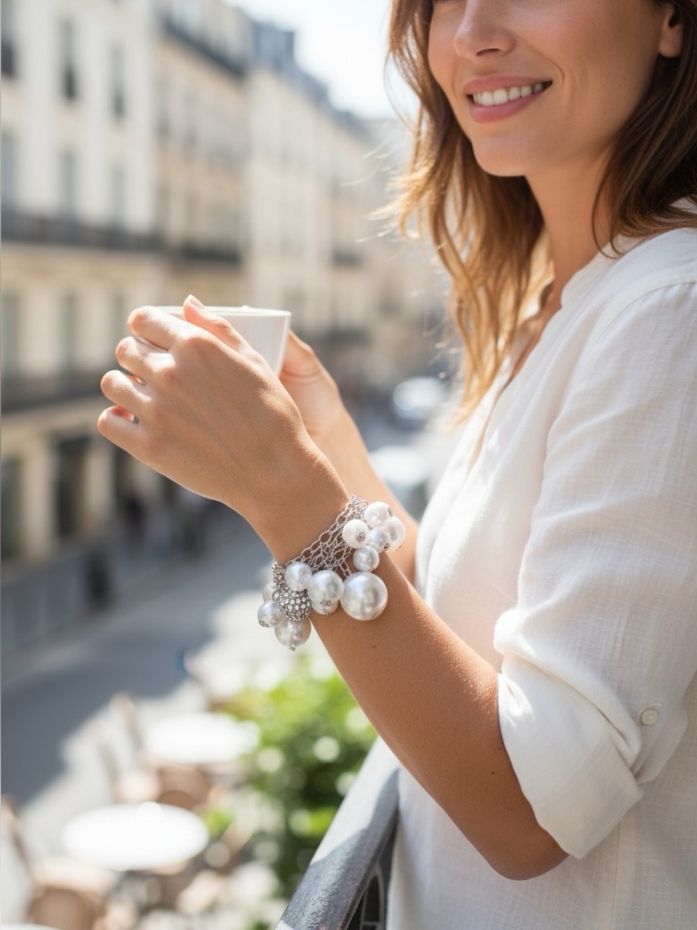 Chunky Pearl Cluster Bracelet - Statement Jewelry